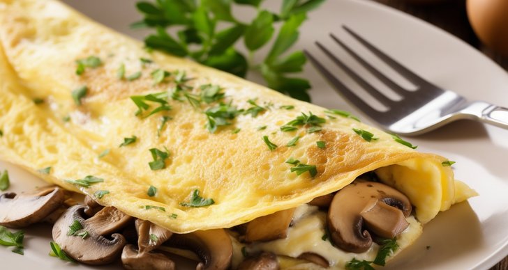 Omelett med champinjoner är en perfekt rätt för en lätt och smakrik lunch.